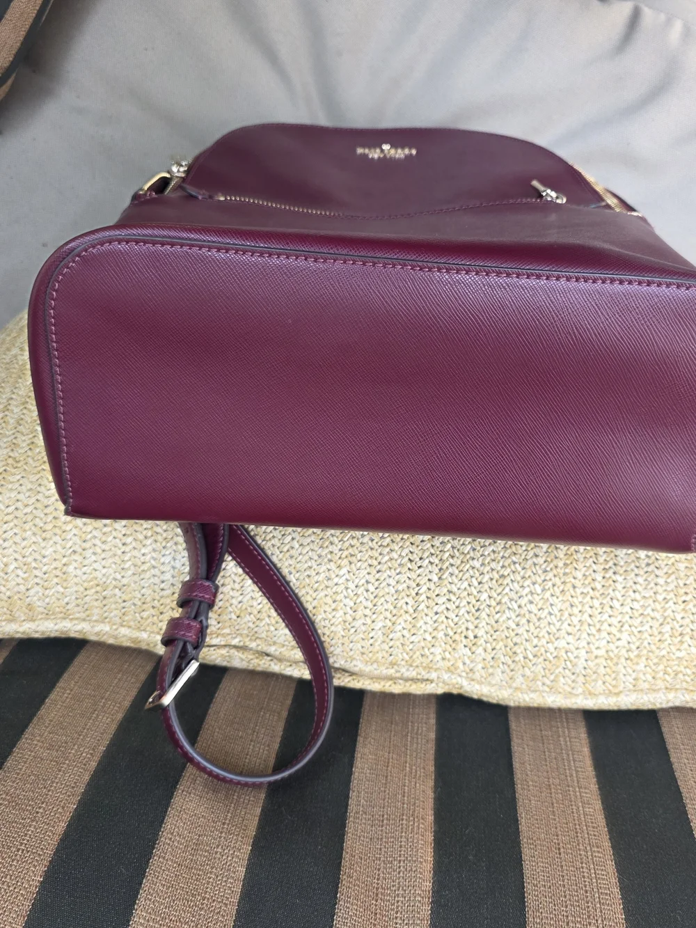 kate spade Burgandy Wine Genuine Leather Backpack with Gold Hardware
